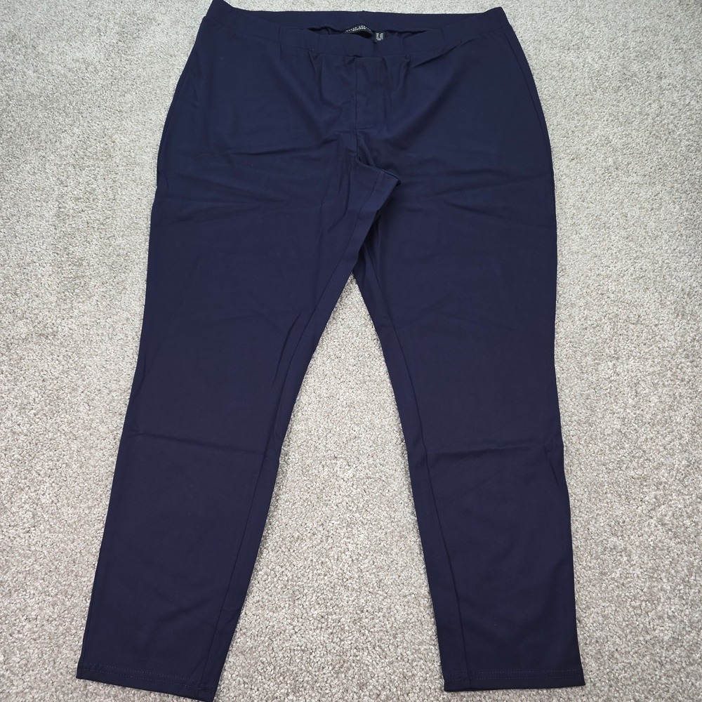 Susan Graver Weekend Navy Blue Pull On Ankle Pants Plus Size 2X A547219